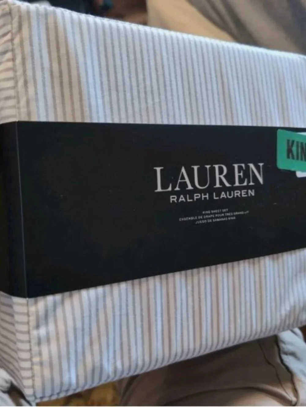 Lauren Ralph Lauren Striped Cotton Sheet Set - King - NEW
